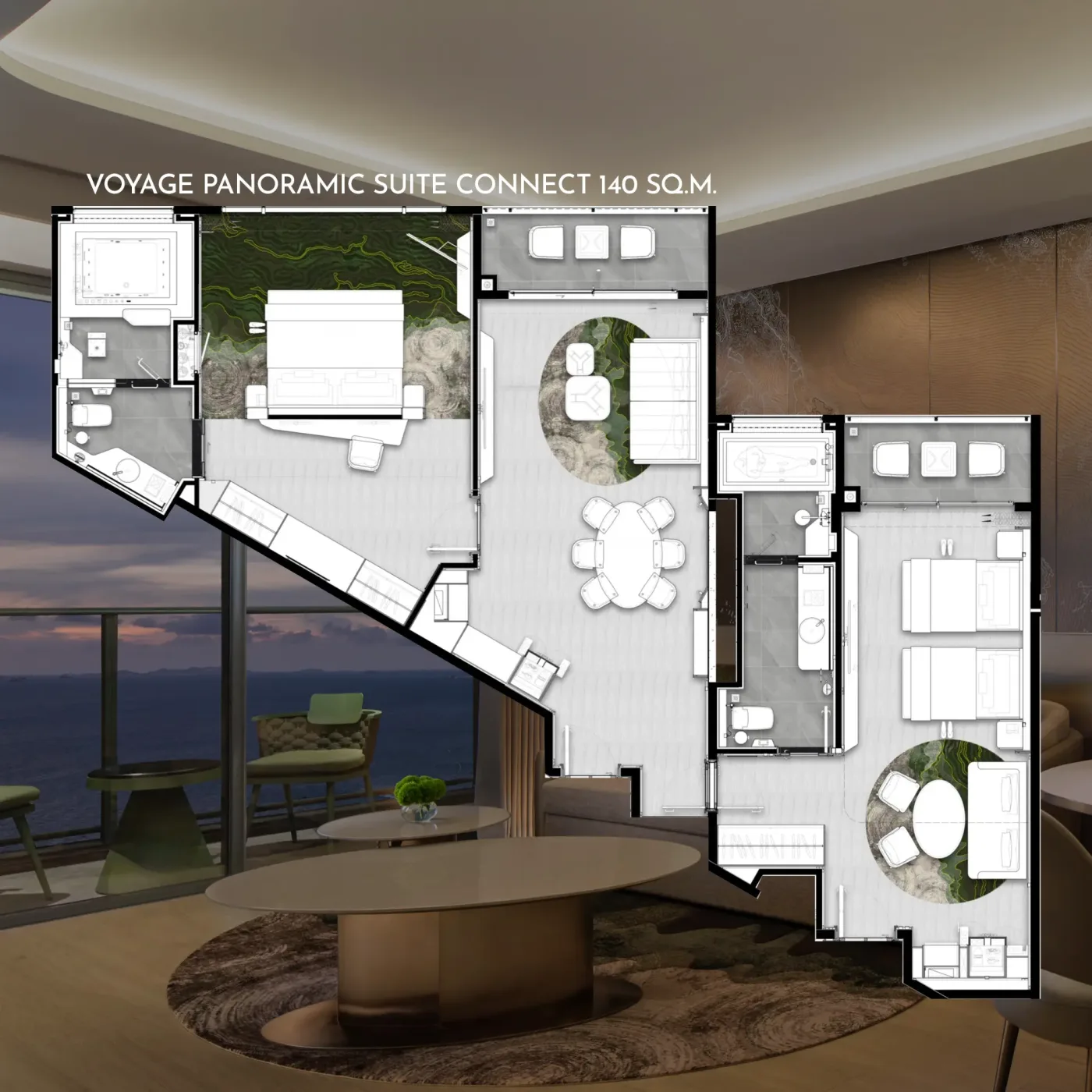 Voyage Panoramic Suite Connect — View Room Layout