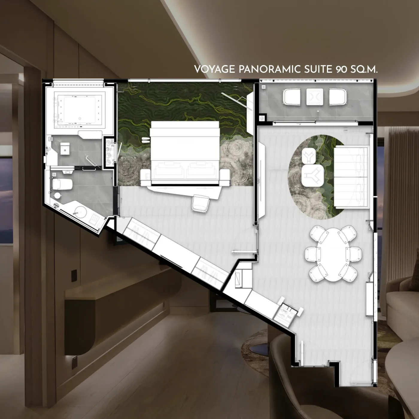 Voyage Panoramic Suite — View Room Layout